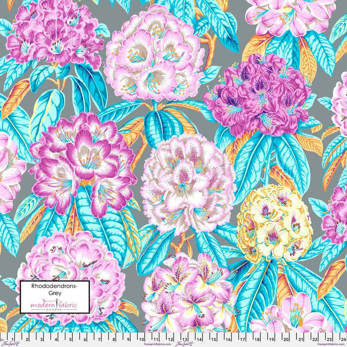 PRE-Order Kaffe Fassett August 2023 Collective- Rhododendrons- PWPJ124.GREY- Half Yard - Modern Fabric Shoppe