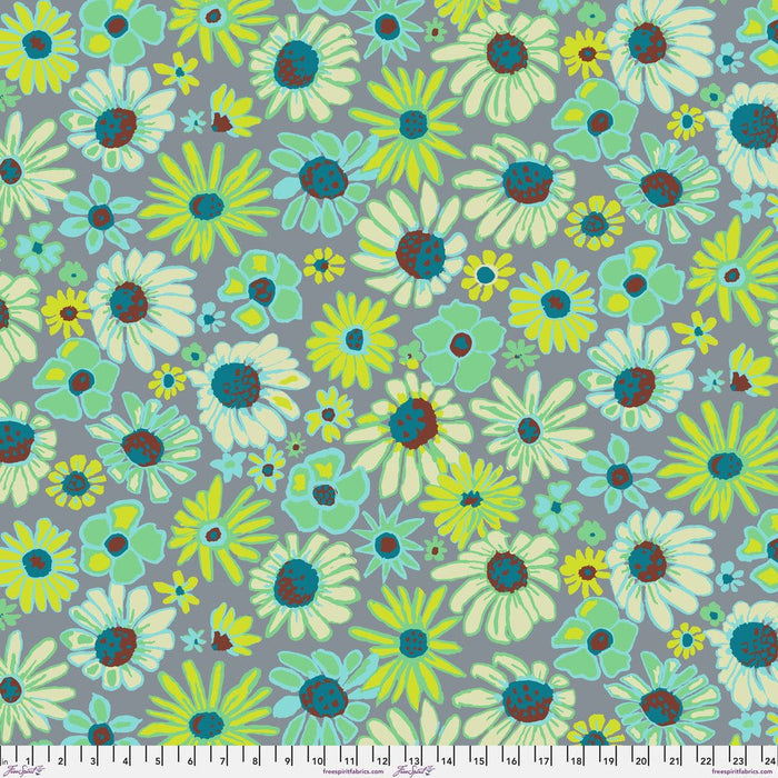 PRE-Order Kaffe Fassett August 2024 Collective-Bloomers- PWBM093.GREY- Half Yard - Modern Fabric Shoppe