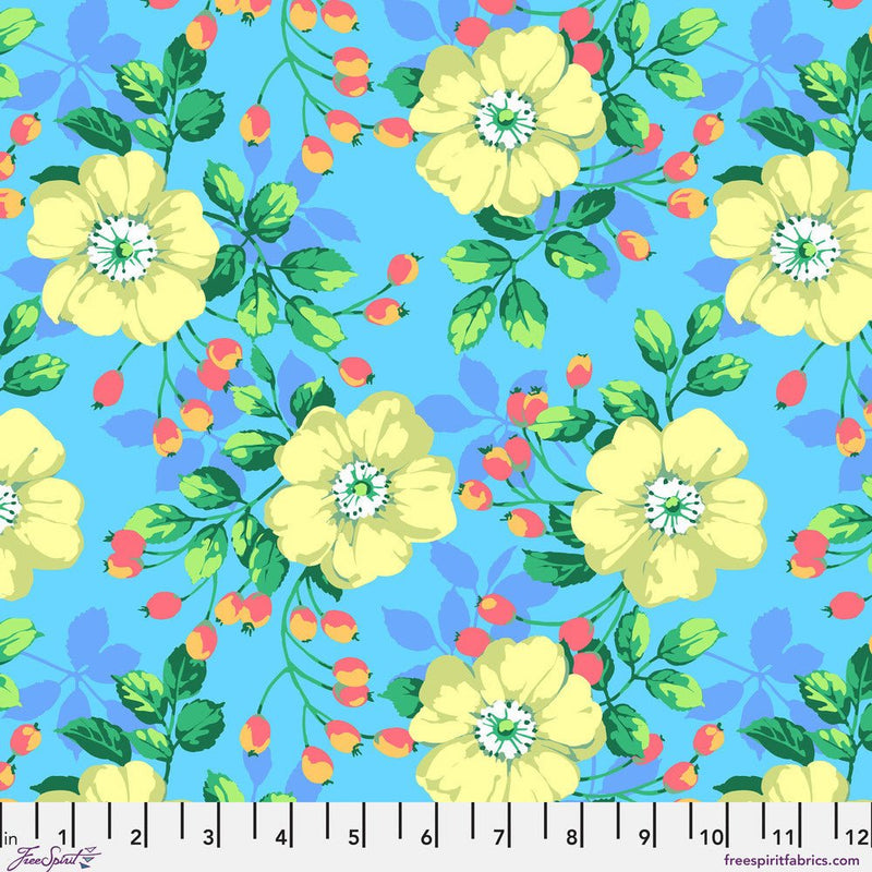 PRE-Order Kaffe Fassett February 2027 Collective- Shrub Rose PWMD006.BLUE- Half Yard - Modern Fabric Shoppe