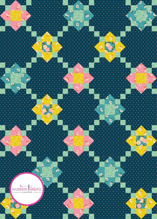 PRE-ORDER Melody Miller- Posy Chain- Teal Quilt Kit featuring Juicy- September 2024 - Modern Fabric Shoppe