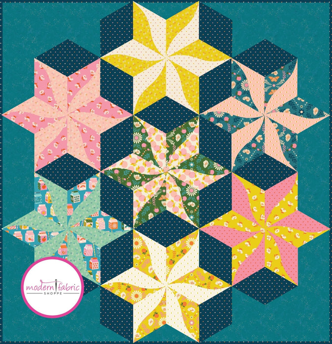 PRE-ORDER Melody Miller- Posy Chain- Teal Quilt Kit featuring Juicy- September 2024 - Modern Fabric Shoppe