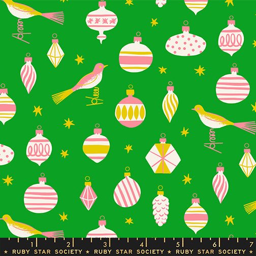 PRE - ORDER Merry Happy by Kimberly Kight - Baubles RS3098 15 - Verdant - Half Yard - May 2026 - Modern Fabric Shoppe