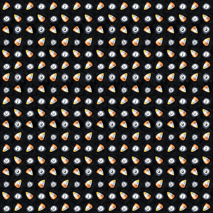 PRE - Order Moonlit Mischief by Mary Engelbreit - Candy Corn Ghouls PWMY045.BLACK - Half Yard May 2026 - Modern Fabric Shoppe