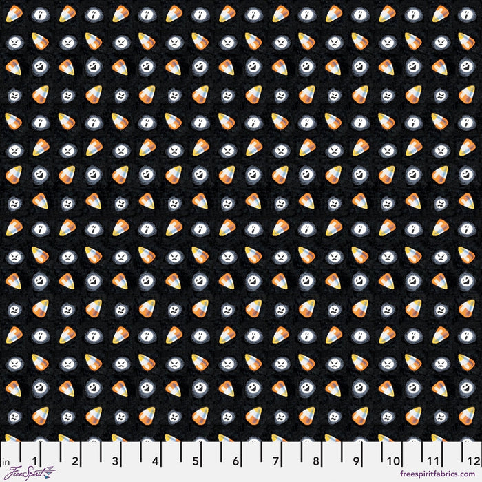 PRE - Order Moonlit Mischief by Mary Engelbreit - Candy Corn Ghouls PWMY045.BLACK - Half Yard May 2026 - Modern Fabric Shoppe