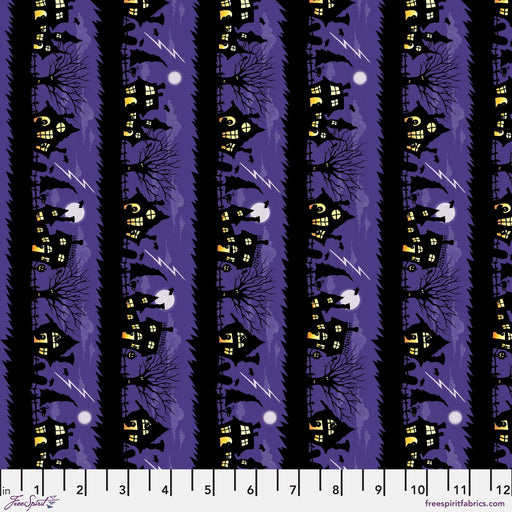 PRE - Order Moonlit Mischief by Mary Engelbreit - Spooky Street PWMY053.PURPLE - Half Yard May 2026 - Modern Fabric Shoppe