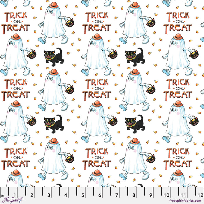 PRE - Order Moonlit Mischief by Mary Engelbreit - Trick - Or - Treat PWMY054.WHITE - Half Yard May 2026 - Modern Fabric Shoppe