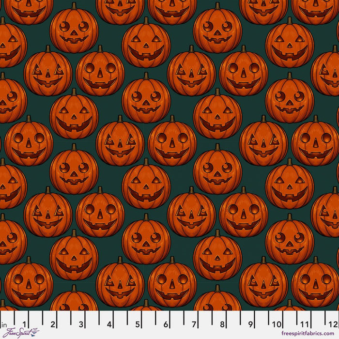 PRE-ORDER Mystic Moonlight by Rachel Hauer- Pumpkin Grid PWRH093.GREEN- May 2024 - Modern Fabric Shoppe