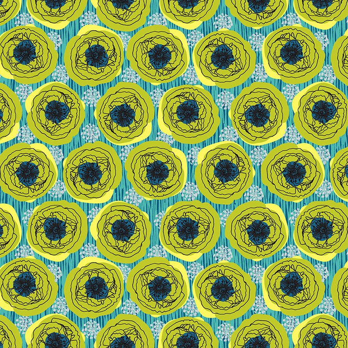 PRE - Order Natalie Barnes - Winding Road - Bouquet 55009 - 4 Grass Green - Half Yard - March 2026 - Modern Fabric Shoppe