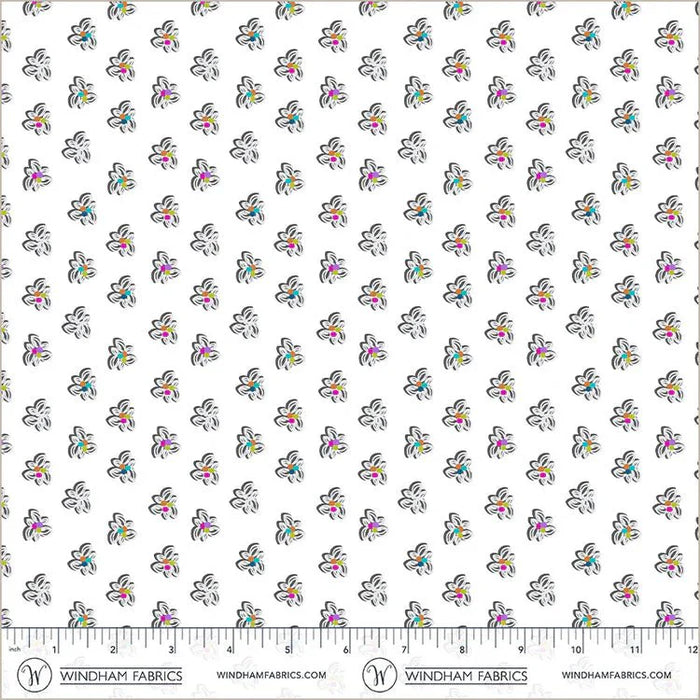 PRE - Order Natalie Barnes - Winding Road - Pinwheel 55016 - 11 White/Grey - Half Yard - March 2026 - Modern Fabric Shoppe