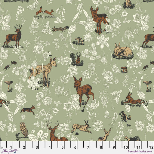 PRE - Order Nathalie Lete - Last Fall in Japan - Bambi and Flowers PWNL060.MINT - Half Yard - September 2026 - Modern Fabric Shoppe