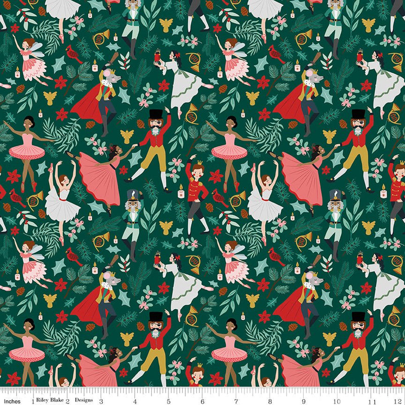 PRE - Order Nutcracker Tradition by Jennifer Long - Storybook CD17671 - PINE - Half Yard May 2026 - Modern Fabric Shoppe