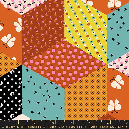 PRE - ORDER ooh Lucky Lucky by Alexia Marcella Abegg - Tumbling Blocks RS 4112 15 - Caramel - Half Yard - March 2025 - Modern Fabric Shoppe