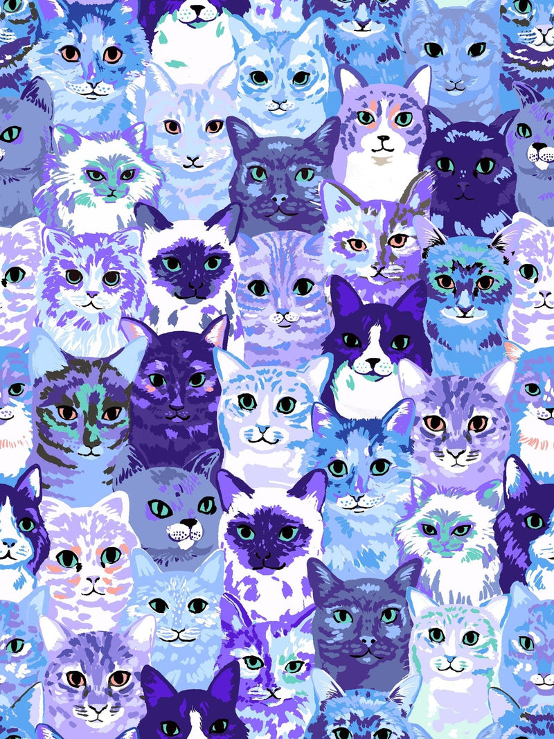 PRE-ORDER Oops All Cats by Sarah Watts- RS 2146 13 - Blue- Half Yard- May 2027 - Modern Fabric Shoppe