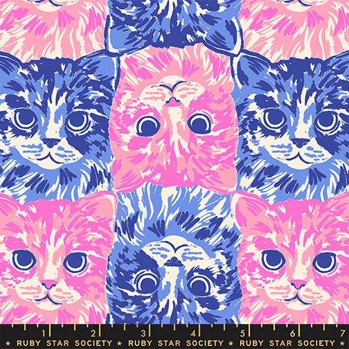 PRE-ORDER Oops All Cats by Sarah Watts- RS 2148 14 - Lindley Blue- Half Yard- May 2027 - Modern Fabric Shoppe