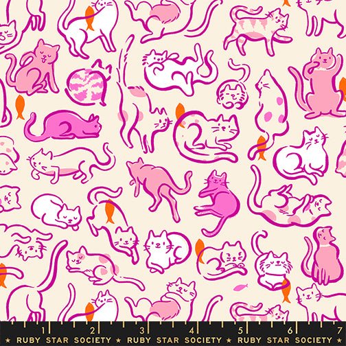 PRE-ORDER Oops All Cats by Sarah Watts- RS 2149 13 - Berry- Half Yard- May 2027 - Modern Fabric Shoppe