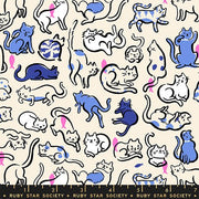 PRE-ORDER Oops All Cats by Sarah Watts- RS 2149 14 - Lindley Blue- Half Yard- May 2027 - Modern Fabric Shoppe