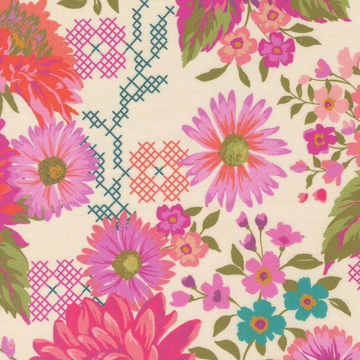 PRE - Order Parlor by Crystal Manning - Happy Blooms 11960 11 - Cream - Half Yard - September 2025 - Modern Fabric Shoppe