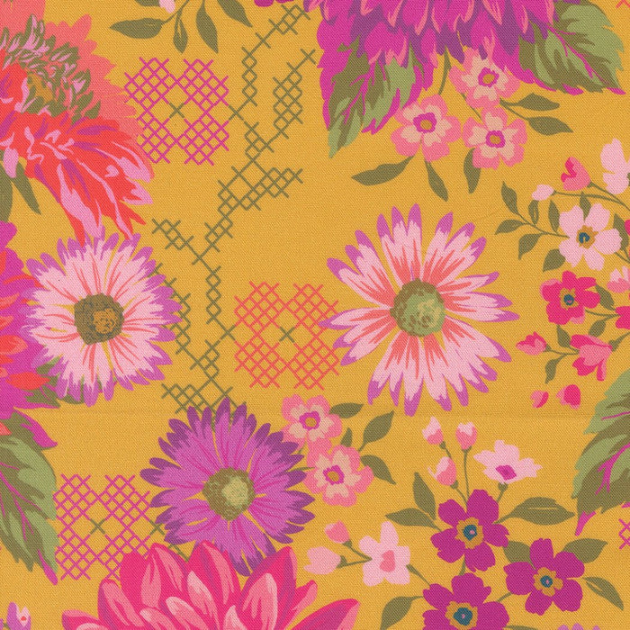 PRE - Order Parlor by Crystal Manning - Happy Blooms 11960 19 - Dijon - Half Yard - September 2025 - Modern Fabric Shoppe