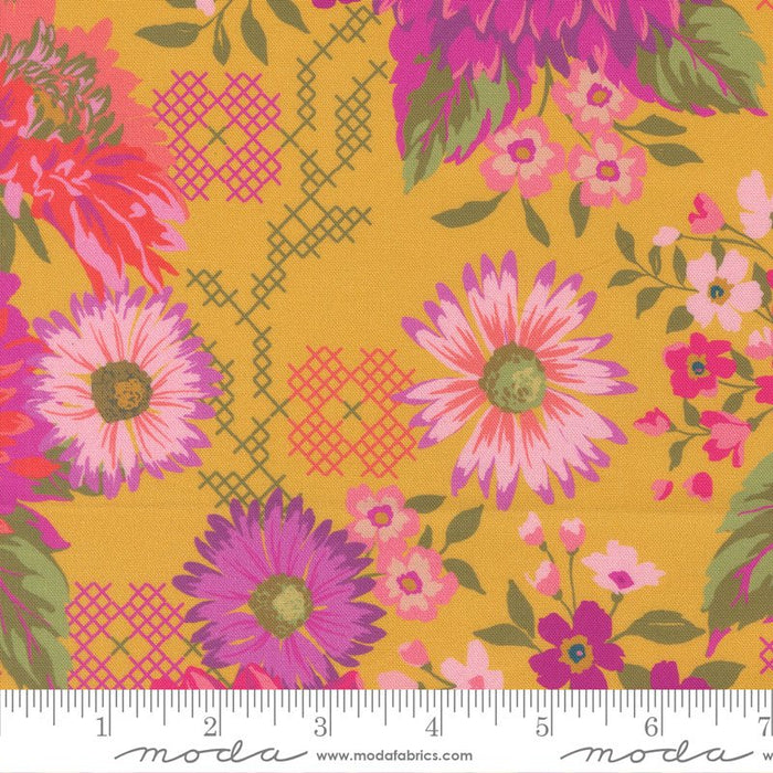 PRE - Order Parlor by Crystal Manning - Happy Blooms 11960 19 - Dijon - Half Yard - September 2025 - Modern Fabric Shoppe
