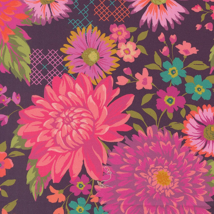 PRE - Order Parlor by Crystal Manning - Happy Blooms 11960 26 - Plum - Half Yard - September 2025 - Modern Fabric Shoppe