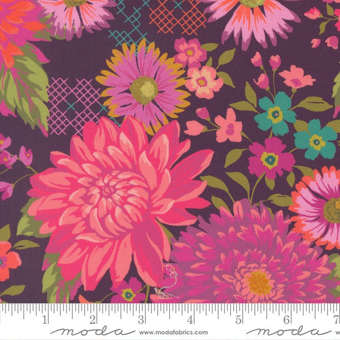 PRE - Order Parlor by Crystal Manning - Happy Blooms 11960 26 - Plum - Half Yard - September 2025 - Modern Fabric Shoppe