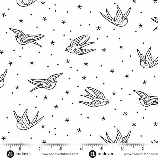 PRE - Order Perfect Day by Libs Elliott - Swallows A - 10218 - L White - Half Yard - March 2026 - Modern Fabric Shoppe