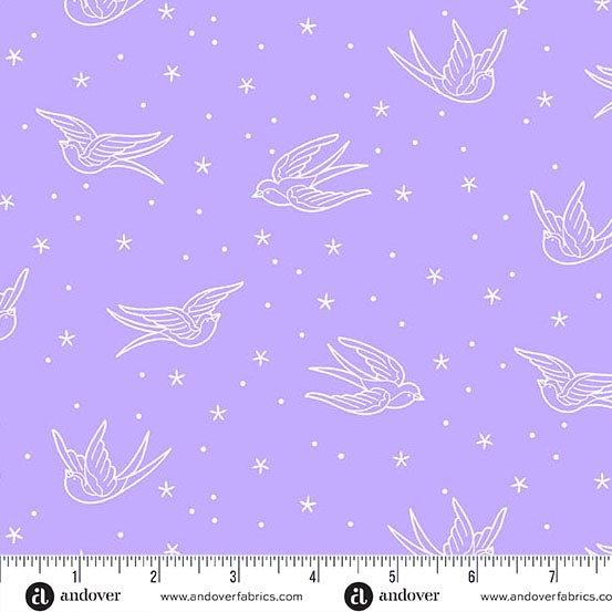 PRE - Order Perfect Day by Libs Elliott - Swallows A - 10218 - LP Light Purple - Half Yard - March 2026 - Modern Fabric Shoppe