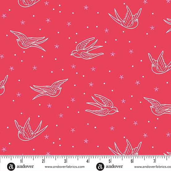 PRE - Order Perfect Day by Libs Elliott - Swallows A - 10218 - R Red - Half Yard - March 2026 - Modern Fabric Shoppe