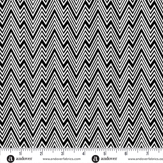 PRE - Order Perfect Day by Libs Elliott - Zigziig A - 10221 - K Black - Half Yard - March 2026 - Modern Fabric Shoppe