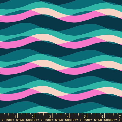 PRE - ORDER Poolside Too - Collaboration by Ruby Star Society - Poolside Waves RS 5198 15 - Peacock - Half Yard - April 2026 - Modern Fabric Shoppe