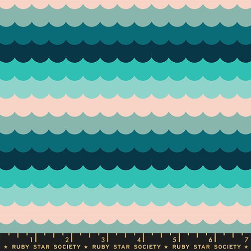 PRE - ORDER Poolside Too - Collaboration by Ruby Star Society - Umbrella Scallops RS 5199 16 - Peacock - Half Yard - April 2026 - Modern Fabric Shoppe