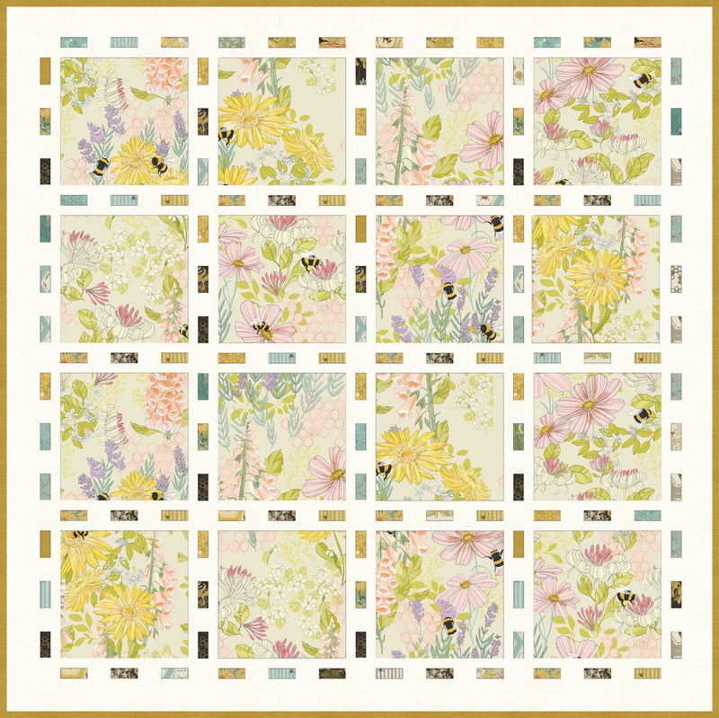 PRE - ORDER Robin Pickens - Bee Spoken Lines - Cream Quilt Kit - featuring Pollinators - December 2026 - Modern Fabric Shoppe