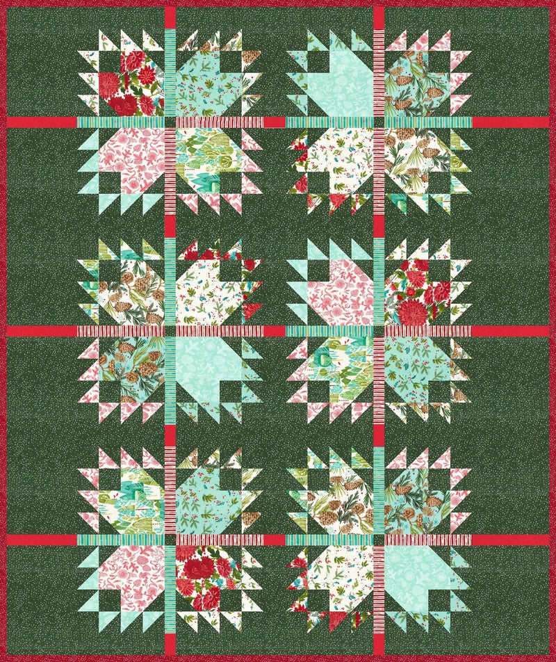 PRE-ORDER Robin Pickens- Excitement Quilt Kit- Green - featuring Mum's Christmas- May 2027 - Modern Fabric Shoppe