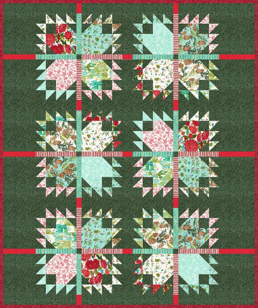 PRE-ORDER Robin Pickens- Excitement Quilt Kit- Green - featuring Mum's Christmas- May 2027 - Modern Fabric Shoppe