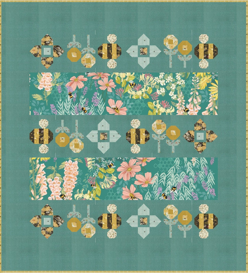 PRE - ORDER Robin Pickens - Gathering Honey - Green Quilt Kit - featuring Pollinators - December 2026 - Modern Fabric Shoppe