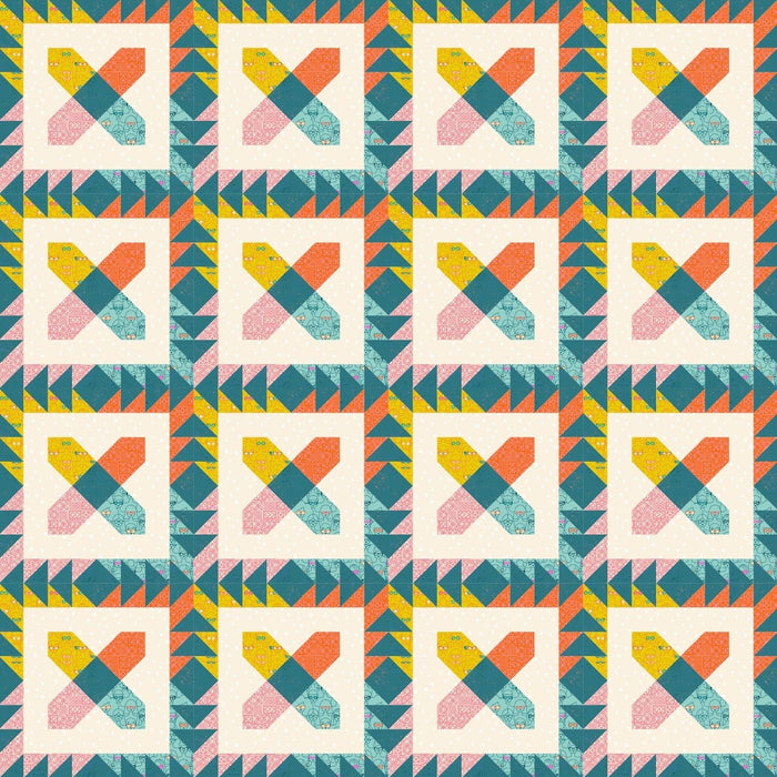 PRE - ORDER Ruby Star Society Collaboration - Crossed Paws Quilt Kit featuring Poolside Too - April 2026 - Modern Fabric Shoppe