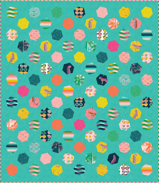 PRE - ORDER Ruby Star Society Collaboration - Dancing Hexies Quilt Kit featuring Poolside Too - April 2026 - Modern Fabric Shoppe