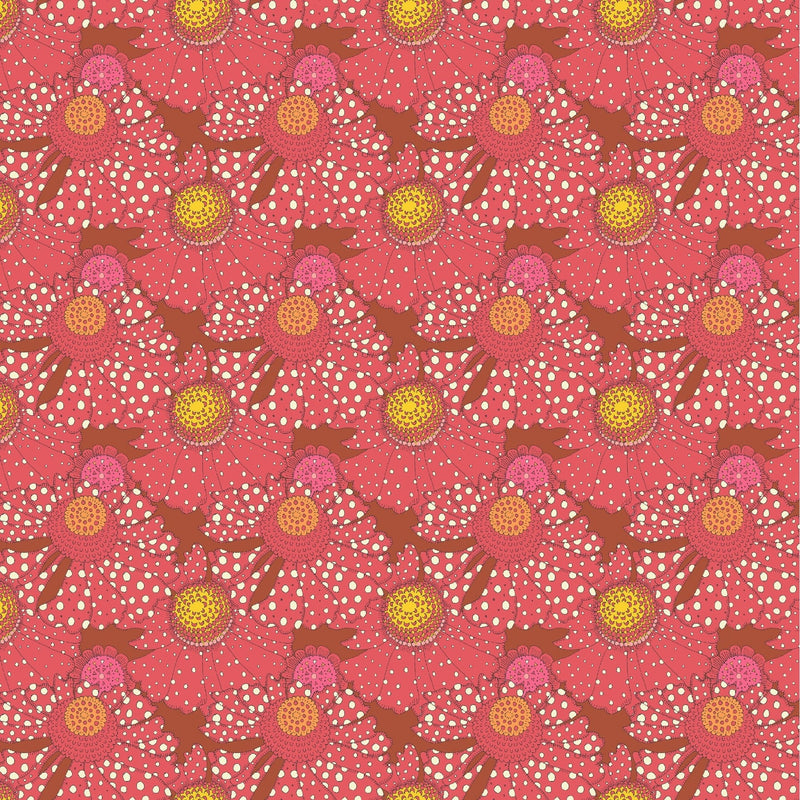 PRE - Order Sally Kelly - Sunshine - Polka Flower 54975D - 4 Crimson - Half Yard - April 2026 - Modern Fabric Shoppe