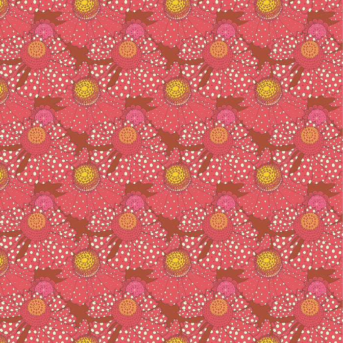 PRE - Order Sally Kelly - Sunshine - Polka Flower 54975D - 4 Crimson - Half Yard - April 2026 - Modern Fabric Shoppe