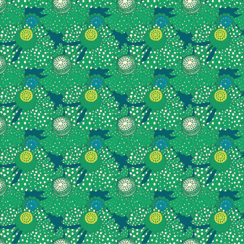 PRE - Order Sally Kelly - Sunshine - Polka Flower 54975D - 5 Chlorophyll - Half Yard - April 2026 - Modern Fabric Shoppe