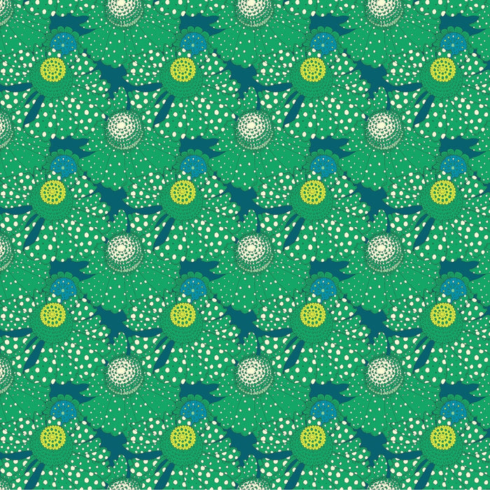 PRE - Order Sally Kelly - Sunshine - Polka Flower 54975D - 5 Chlorophyll - Half Yard - April 2026 - Modern Fabric Shoppe