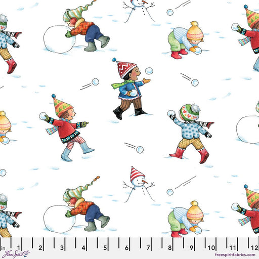 PRE - Order Snow Days by Mary Engelbreit - Snowball Fight PWMY034.WHITE - Half Yard June 2026 - Modern Fabric Shoppe