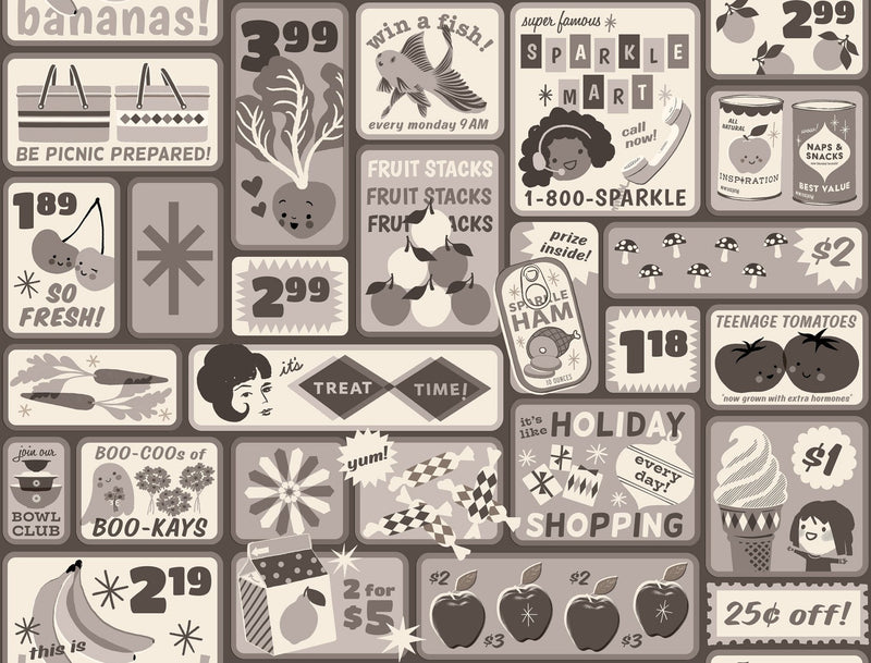 PRE-Order Sparkle Shopper by Melody Miller- Sparker Shopper RS 0125 15- Newsprint- Half Yard- March 2027 - Modern Fabric Shoppe