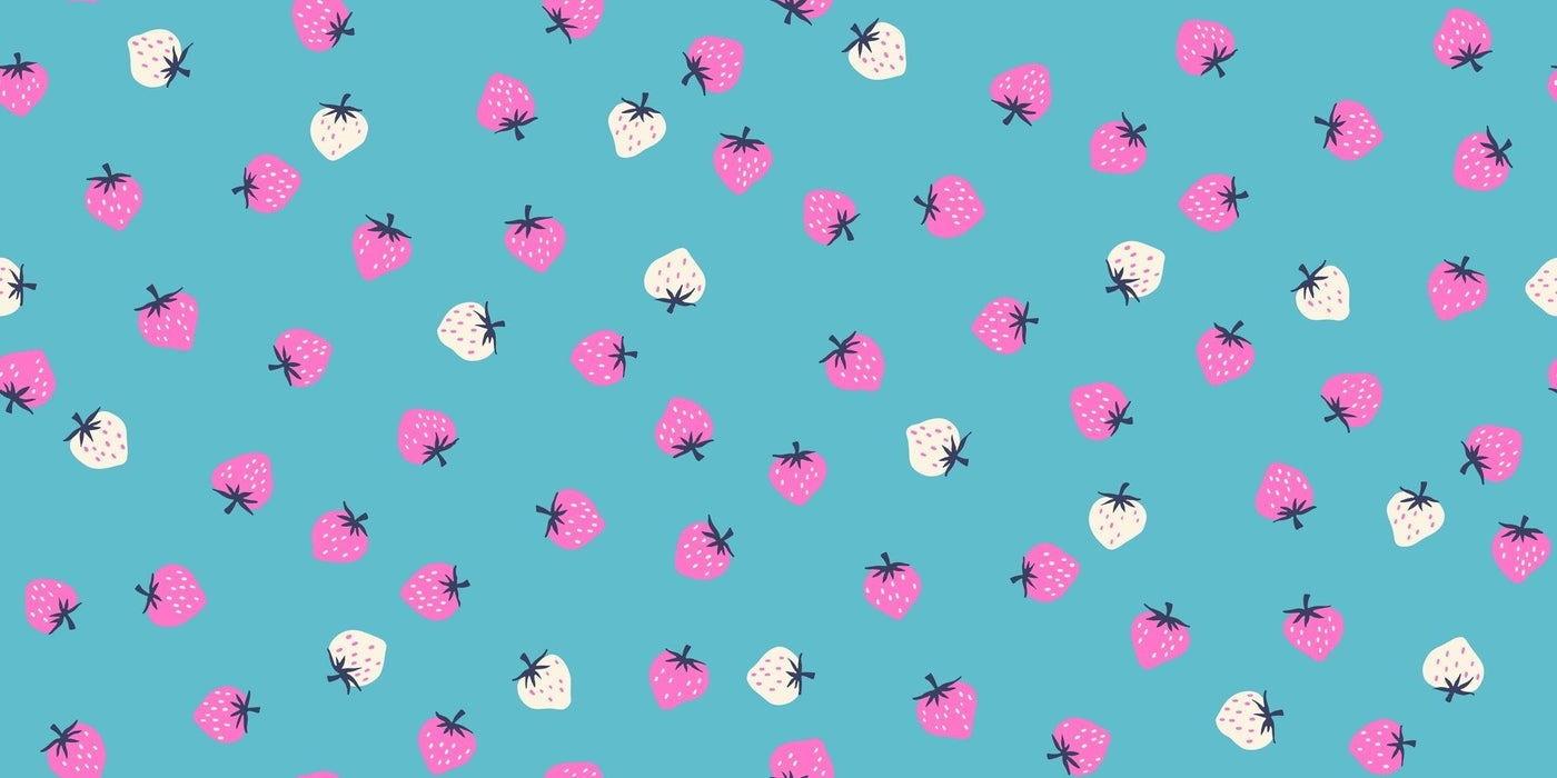 PRE - ORDER Strawberry by Kimberly Kight - Strawberry Turquoise RS3085 20 - Half Yard - May 2025 - Modern Fabric Shoppe