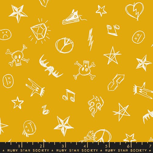 PRE-ORDER Teddy & the Bears by Sarah Watts- Groupie RS 2104 14G Goldenrod- Half Yard- October 2024 - Modern Fabric Shoppe