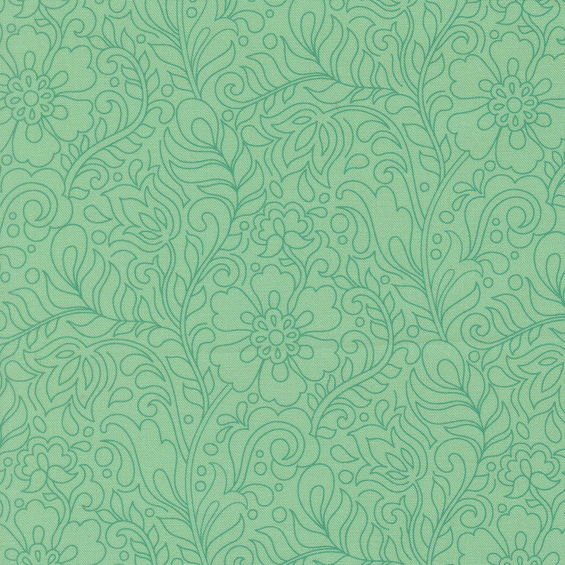PRE-Order Tilbury Garden by Crystal Manning- Aqua 11997 25- Half Yard- March 2027 - Modern Fabric Shoppe