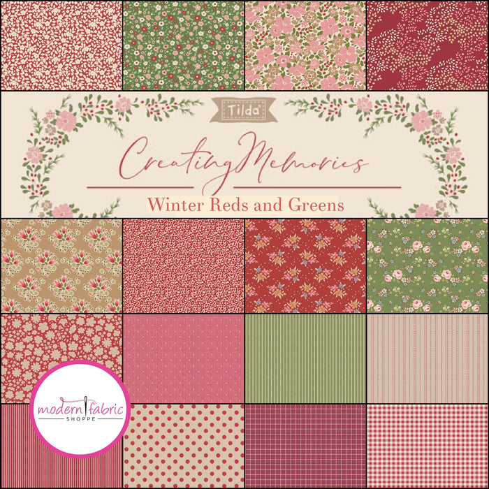 PRE-ORDER Tilda- Creating Memories-Winter Reds and Greens- Yard Bundle- June 2024 - Modern Fabric Shoppe