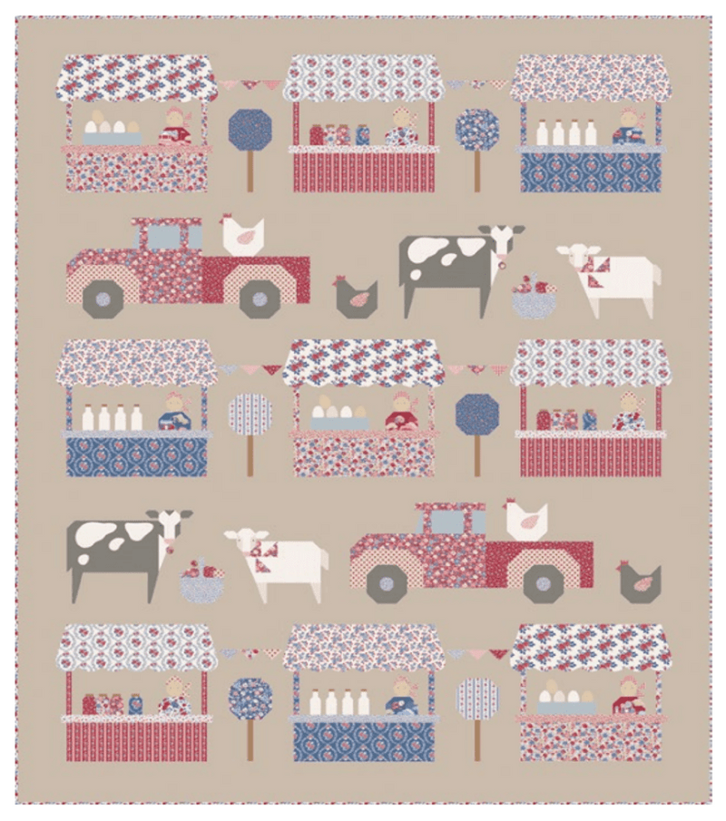 PRE- ORder Tilda- Farmers Market Mouse Quilt Kit featuring Village Life- October 2026 - Modern Fabric Shoppe