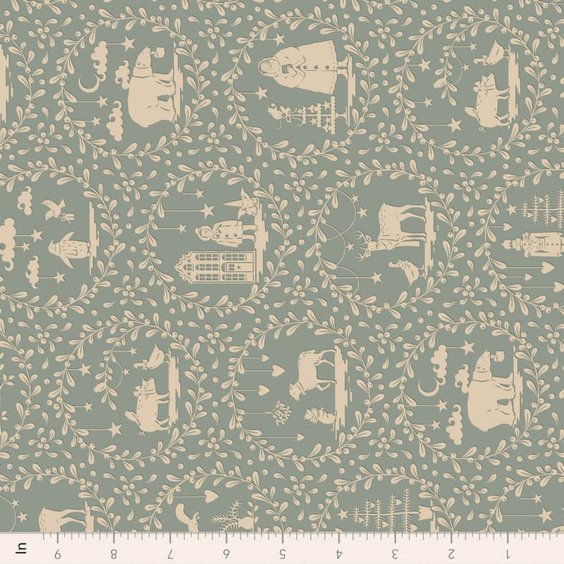 PRE-ORDER Tilda- Merry Little Christmas- Paper Scenes Duck Egg TIL100629- Half Yard- July 2027 - Modern Fabric Shoppe