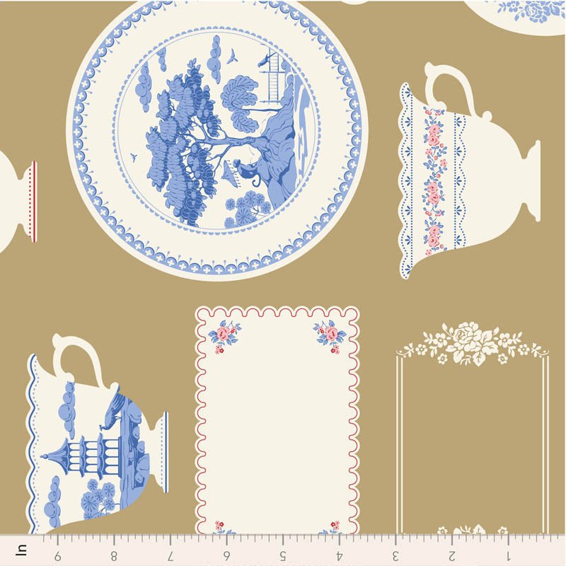 PRE - Order Tilda - Something Blue - Blenders Labels & Ornaments TIL110172 Ochre - Half Yard - June 2026 - Modern Fabric Shoppe